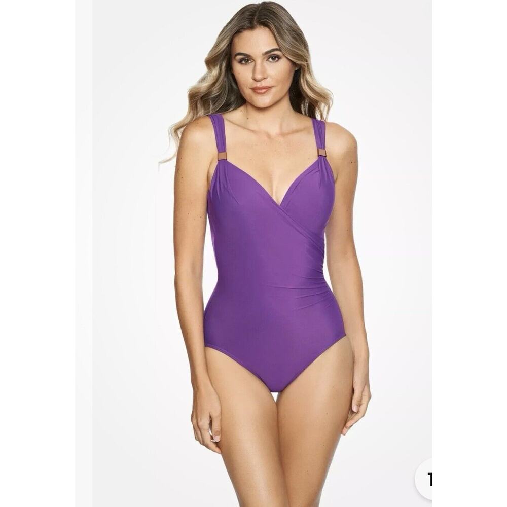 Miraclesuit Razzle Dazzle Siren Orchid One-Piece Swimsuit L46824 Size US 16